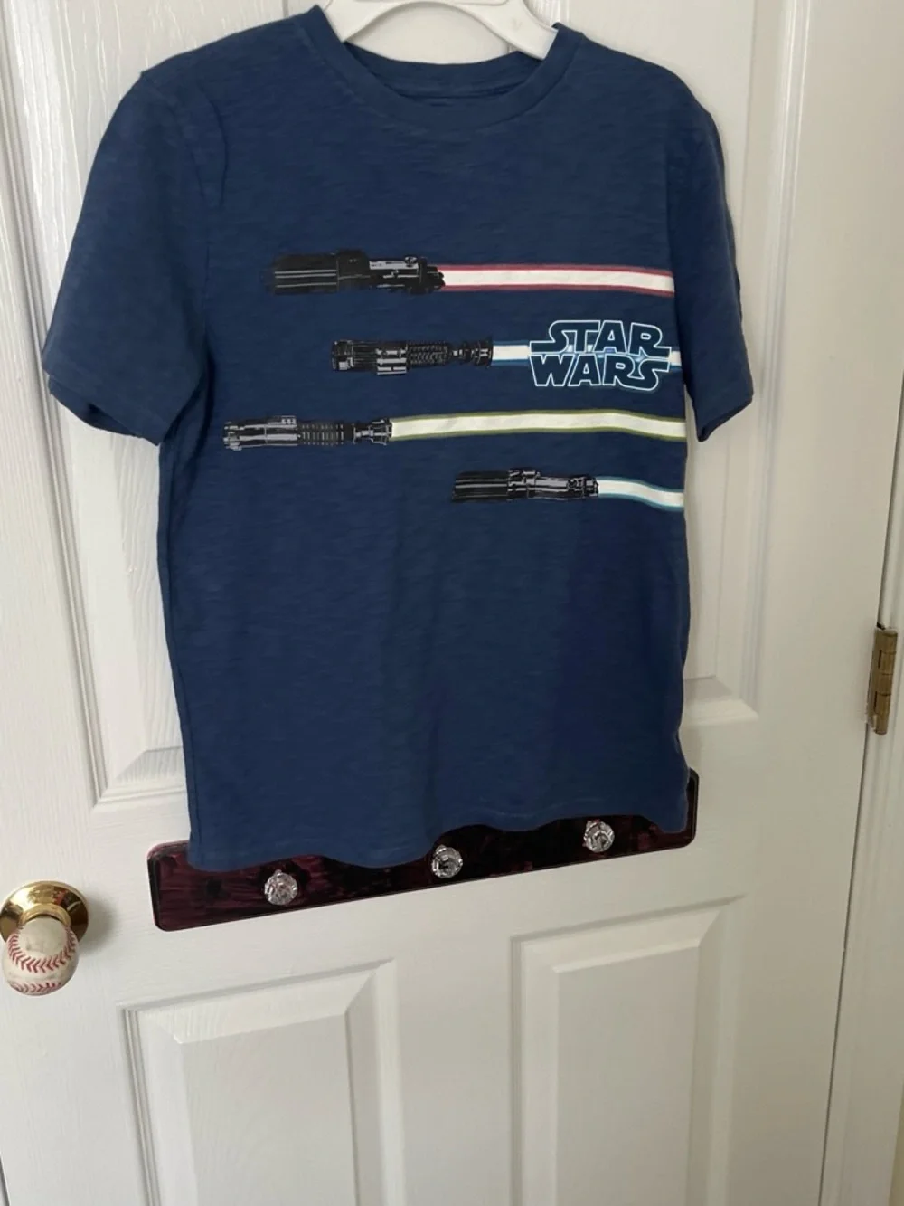 GAP Navy Star Wars Short Sleeve Tee with Lightsaber Stripes